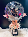 VALENTINE HOT AIR BALLOON with Pink Roses
