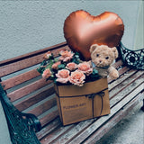 Cuppucino Roses, Balloon & Plush Toy Bear (FD170)
