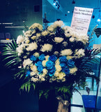 Blue and white Roses Condolence Stand (CDS21)