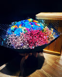 Blue Roses, Rainbow Roses, Rainbow Babybreath Bouquet (FD100)