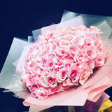 Sweet Pink 99 Roses Bouquet with LED Lights