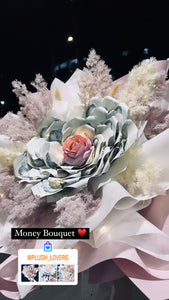 Money Bouquet with Preserved Flowers (PF026)