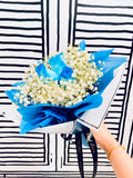 Blue Gentlemen Bouquet (FD118) Blue Roses & Babybreath Bouquet